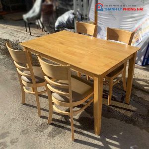 Bộ Bàn Ăn Cabin Gỗ TN 4 Ghế Cũ