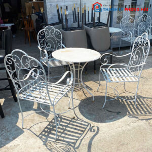 Bộ Bàn Ghế Cafe Sắt Kỹ Nghệ Kiểu Vintage Cũ