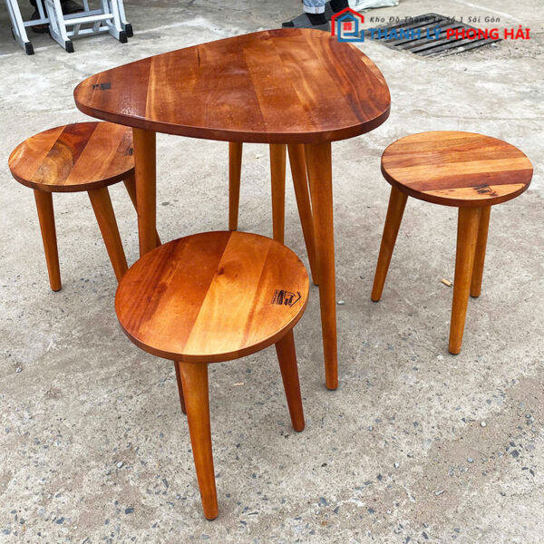 Bộ Bàn Ghế Cafe Tam Giác Gỗ TN Cũ