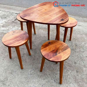 Bộ Bàn Ghế Cafe Tam Giác Gỗ TN Cũ