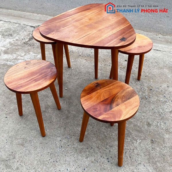 Bộ Bàn Ghế Cafe Tam Giác Gỗ TN Cũ