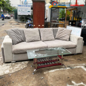 Bộ Sofa 2m4 Bọc Nhung Màu Xám Cũ