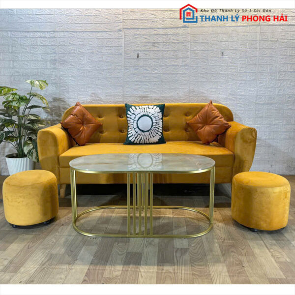 Thanh Lý Bộ Sofa 3 Chỗ Nhiều Màu Kèm Bàn Oval Mới 99%