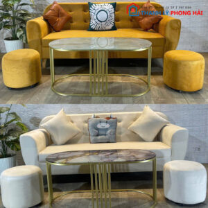 Thanh Lý Bộ Sofa 3 Chỗ Nhiều Màu Kèm Bàn Oval Mới 99%