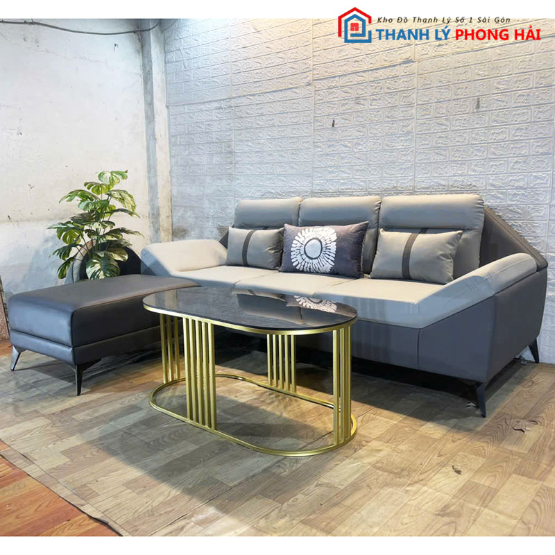 bo-sofa-da-xam-kem-ban-nhieu-mau-1 Thanh Lý Bộ Sofa Da Xám Kèm Bàn Nhiều Mẫu Mới 99%