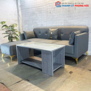 Thanh Lý Bộ Sofa Góc L Màu Xám Kèm Nhiều Mẫu Bàn Mới 99%