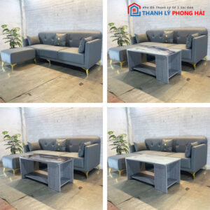 Thanh Lý Bộ Sofa Góc L Màu Xám Kèm Nhiều Mẫu Bàn Mới 99%