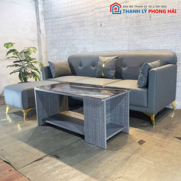 Thanh Lý Bộ Sofa Góc L Màu Xám Kèm Nhiều Mẫu Bàn Mới 99%