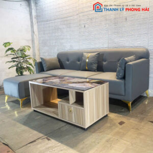 Thanh Lý Bộ Sofa Góc L Màu Xám Kèm Nhiều Mẫu Bàn Trà Mới 99%