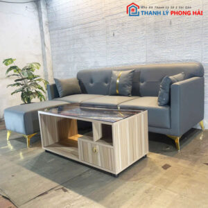 Thanh Lý Bộ Sofa Góc L Màu Xám Kèm Nhiều Mẫu Bàn Trà Mới 99%