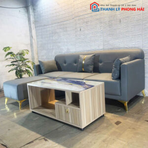 Thanh Lý Bộ Sofa Góc L Màu Xám Kèm Nhiều Mẫu Bàn Trà Mới 99%