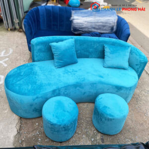 Thanh Lý Bộ Sofa Hạt Đậu Nhung Xanh Dương 1m7 Mới 99%