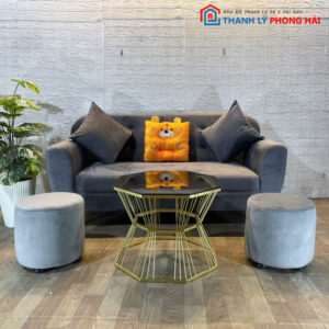 Thanh Lý Bộ Sofa Nhung Nhiều Màu Kèm Bàn Bát Giác Mặt Đá Mới 99%
