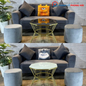 Thanh Lý Bộ Sofa Nhung Nhiều Màu Kèm Bàn Bát Giác Mặt Đá Mới 99%
