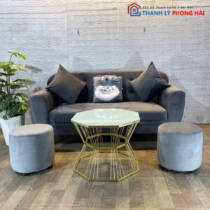 Thanh Lý Bộ Sofa Nhung Nhiều Màu Kèm Bàn Bát Giác Mặt Đá Mới 99%