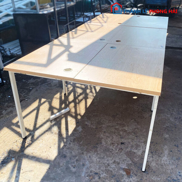 Cụm Bàn Làm Việc 2m4 Khung Sắt Cũ