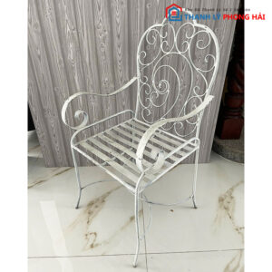 Ghế Sắt Nghệ Thuật Màu Trắng Cũ