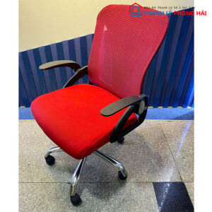 Ghế Xoay Lưng Đỏ Tay Gập Linh Hoạt Cũ