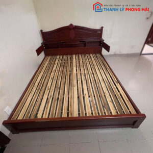 Giường Gỗ Cũ 1m8 Có Ngăn Kéo Đầu Giường Tiện Lợi