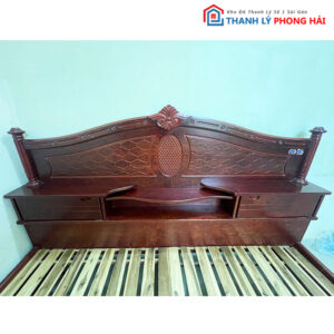 Giường Gỗ Cũ 1m8 Có Ngăn Kéo Đầu Giường Tiện Lợi