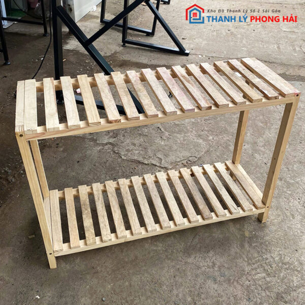Kệ Dép Gỗ 2 Tầng 80cm Nhỏ Gọn Cũ