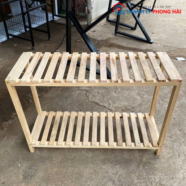 Kệ Dép Gỗ 2 Tầng 80cm Nhỏ Gọn Cũ