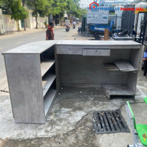 Quầy Lễ Tân Màu Xám Góc L 2m15 Cũ