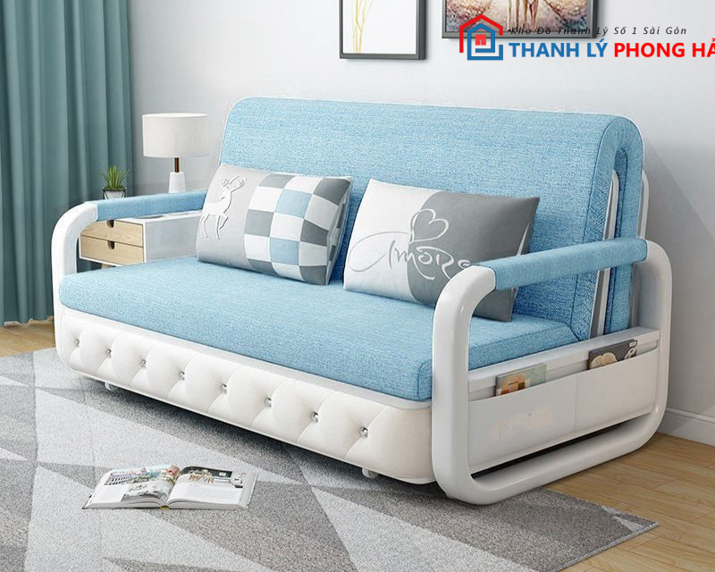sofa-giuong-nam-thong-minh-3 Thanh Lý Sofa Giường Nằm Thông Minh Nhung Tăm Mới 99%