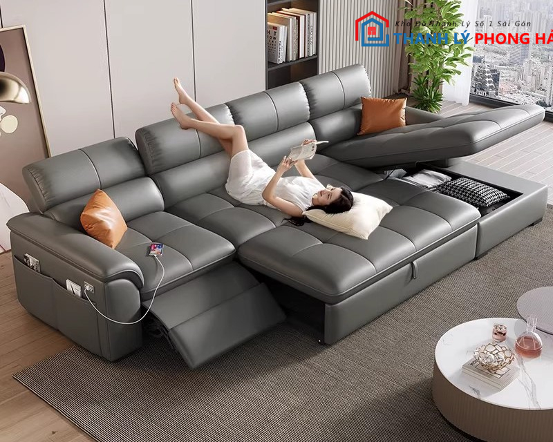 sofa-giuong-nam-thong-minh-5 Thanh Lý Sofa Giường Nằm Thông Minh Nhung Tăm Mới 99%