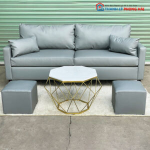 Thanh Lý Bộ Sofa Da Kèm Bàn Mới 99%