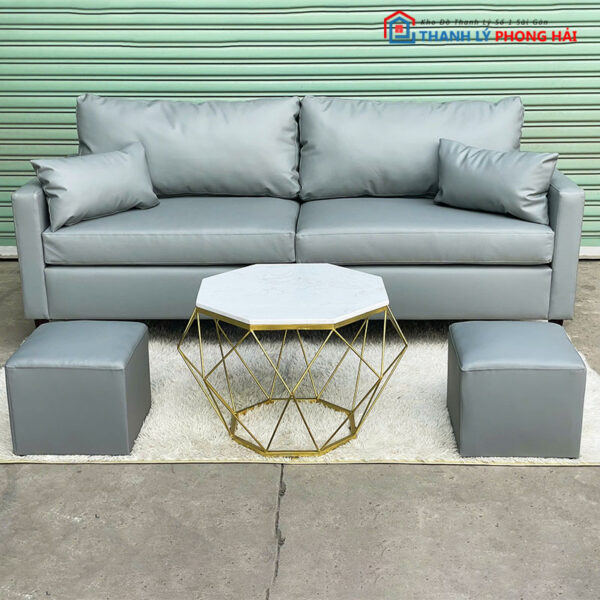 Thanh Lý Bộ Sofa Da Kèm Bàn Mới 99%