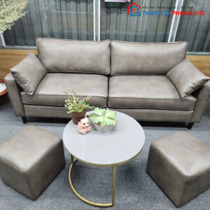 Thanh Lý Bộ Sofa Da Kèm Bàn Mới 99%