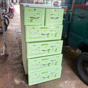 Tủ Nhựa Duy Tân 5 Tầng Màu Xanh Lá 55cm Cũ