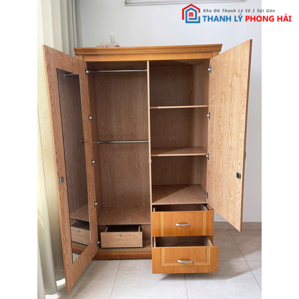 Tủ Quần Áo 2 Cánh Gỗ MDF Nhiều Ngăn 1m2 Cũ