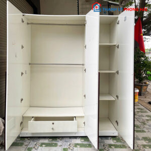 Tủ Quần Áo 3 Cánh MDF Trắng 1m6 Cũ