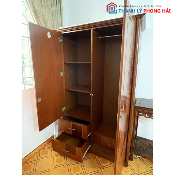 Tủ Quần Áo Gỗ MDF 2 Cánh Phủ Melamine 1m15 Cũ