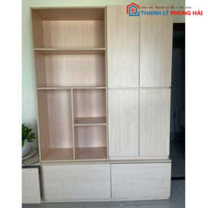 Tủ Trưng Bày Màu Kem Cũ 1m5 Nhiều Ngăn