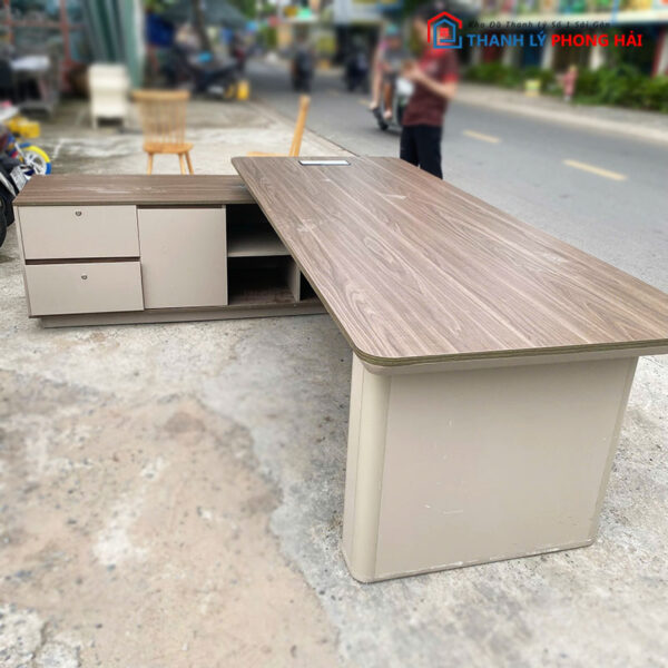 Bàn Giám Đốc Chữ L Cũ Gỗ Công Nghiệp 2m6