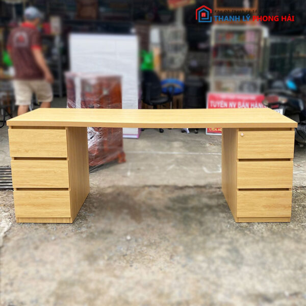 Bàn Làm Việc MDF 2m Kèm 2 Tủ Hồ Sơ Cũ