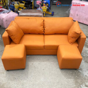 Băng Sofa Đôi Màu Cam kèm 2 đôn