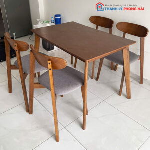 Bộ Bàn Ăn 1m2 Cũ Kèm 4 Ghế Lưng Cong