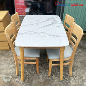 Bộ Bàn Ăn 1m2 Gỗ TN Kèm 4 Ghế Cabin Cũ