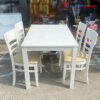 Bộ Bàn Ăn Cabin 1m2 Cũ 4 Ghế Gỗ Sáng