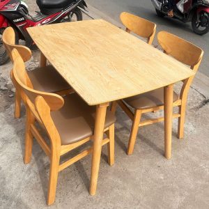 Bộ Bàn Ăn Gỗ TN Cũ 4 Ghế 1M2