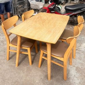 Bộ Bàn Ăn Gỗ TN Cũ 4 Ghế 1M2