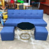 Bộ Sofa Bed 1m7 Màu Xanh Kèm Bàn Và 2 Đôn Cũ