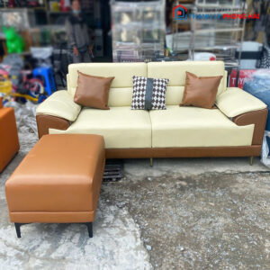 Bộ Sofa Da 2m1 Màu Kem Nâu