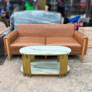 Bộ Sofa Da Simili 1m8 2 Chỗ Ngồi Kèm Bàn Cũ