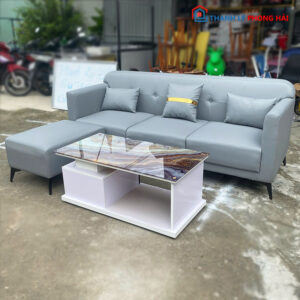 Thanh Lý Bộ Sofa Da Simili Xám 2m