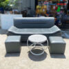 Bộ Sofa Thuyền Cũ Bọc Da Simili Màu Xám